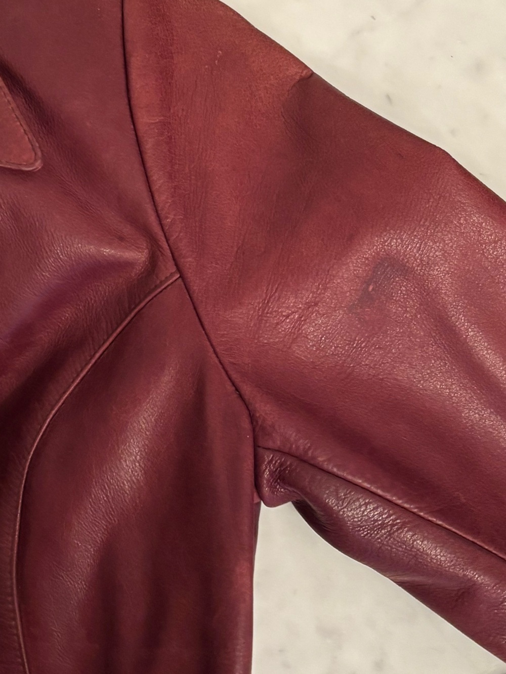 Arden B. Y2K Oxblood Women's Leather Jacket Blazer - Picture 6 of 6